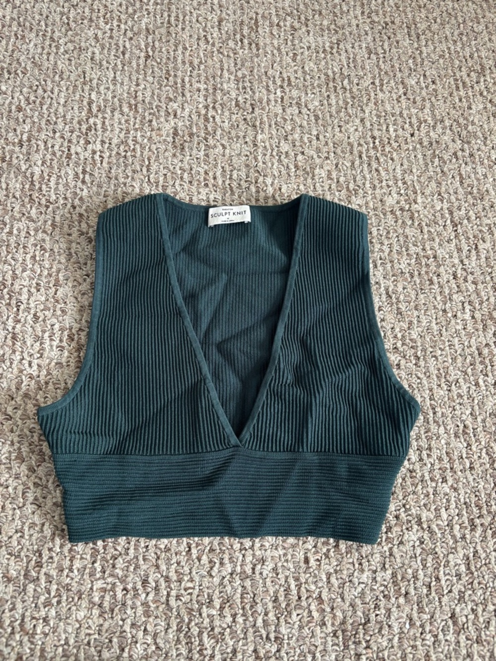 Aritzia Ribbed Sleeveless Crop Top - Dark Green